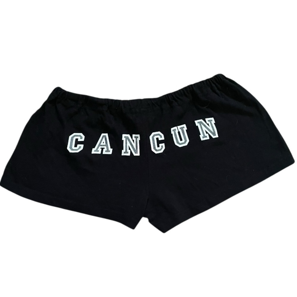 Cancun Mexico spell out micro shorts drawstring boho beach festival womens Large